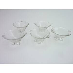 Vintage Salt Cellar Dipping Bowls Footed Small Dishes Glass